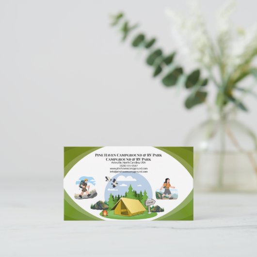 Outdoor Campground RV Park Rustic Layout 名刺 (スタンド正面)