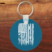Outdoor Fishing American Flag Fisherman Fish Lover キーホルダー (正面)