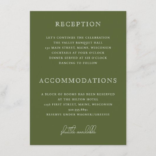 Outdoor Fishing Lure Hooks Green Wedding Insert エンクロージャーカード (正面)