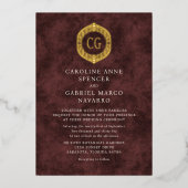 Outdoor Formal Nature Monogram Wedding 箔招待状 (正面)