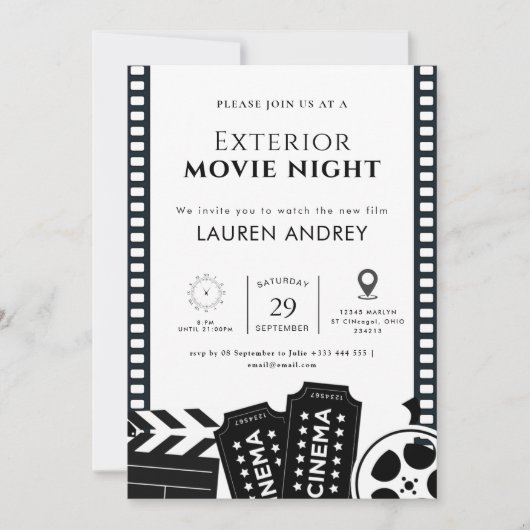 Outdoor Movie Night Invitation 招待状 (正面)