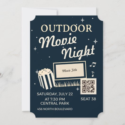 Outdoor Movie Night Ticket Invite 招待状 (正面)