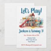 Outdoor Park Playground Kids Birthday Invitation 招待状 (正面/裏面)