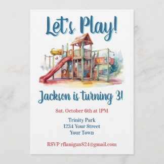 Outdoor Park Playground Kids Birthday Invitation 招待状