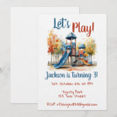 Outdoor Park Playground Kids Birthday Invitation 招待状 (正面/裏面)