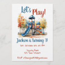 Outdoor Park Playground Kids Birthday Invitation