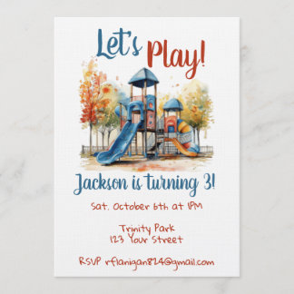 Outdoor Park Playground Kids Birthday Invitation 招待状