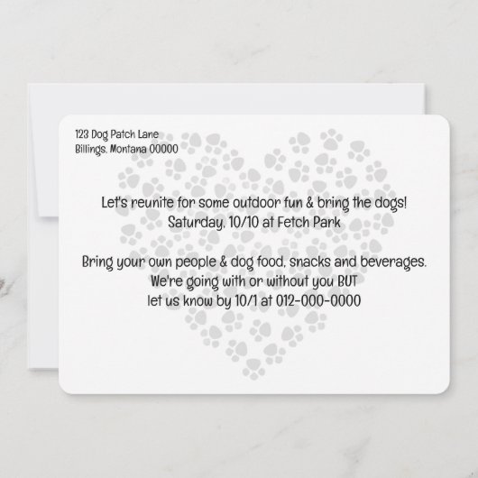 Outdoor Party Invitation Four Replaceable Photos 招待状 (裏面)