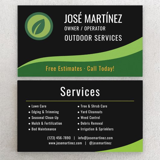 Outdoor Services Landscaping Lawn Care 名刺