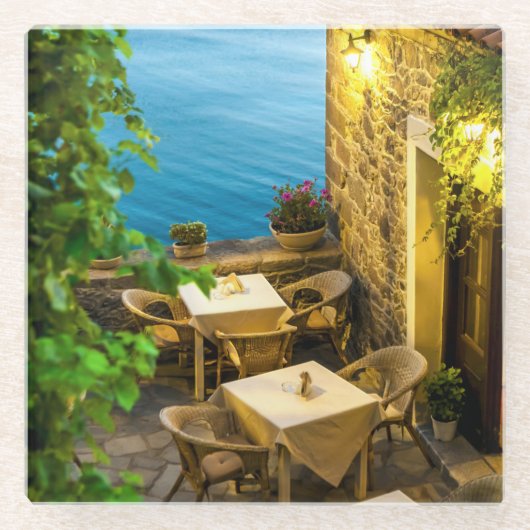 Outdoor Tables at Resturant ガラスコースター (正面)