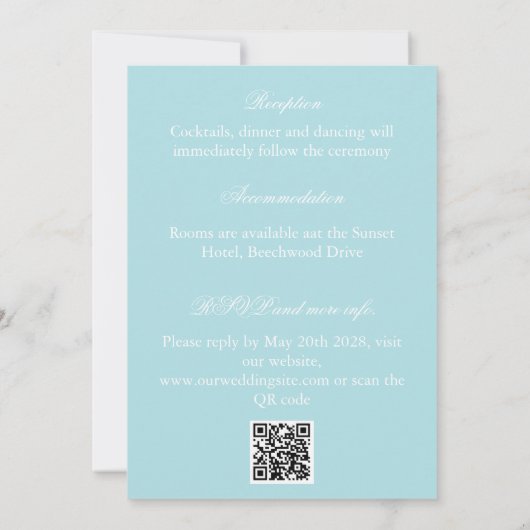 outdoor wedding Invitation, blue sky and clouds 招待状 (裏面)