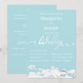 outdoor wedding Invitation, blue sky and clouds 招待状 (正面/裏面)