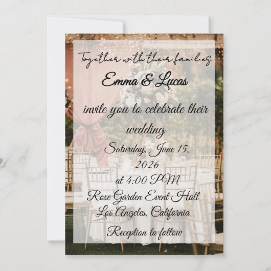 Outdoor Wedding Reception Table Background 招待状 (正面)