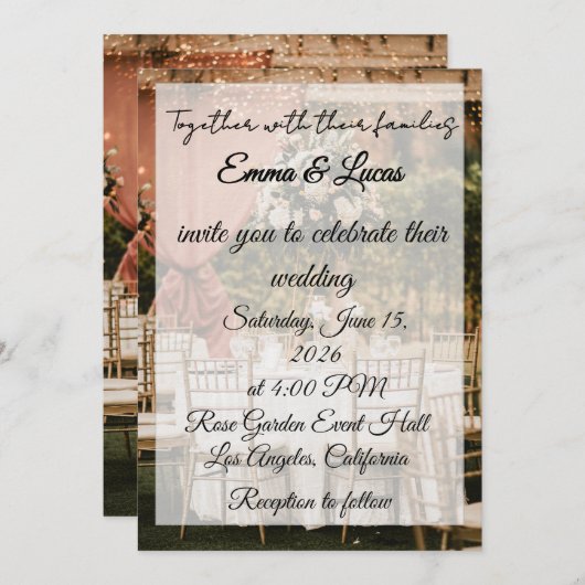 Outdoor Wedding Reception Table Background 招待状 (正面/裏面)