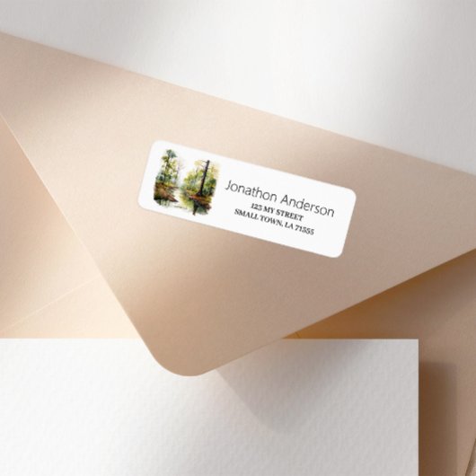 Outdoor Woods Swamp Pine Trees Address Label ラベル