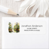 Outdoor Woods Swamp Pine Trees Address Label ラベル (インサイチュ)