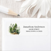 Outdoors Pine Tree Woods Address Label ラベル (インサイチュ)