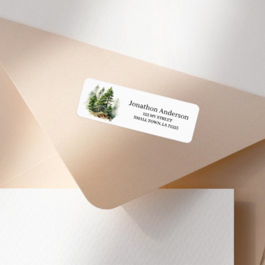 Outdoors Pine Tree Woods Address Label ラベル