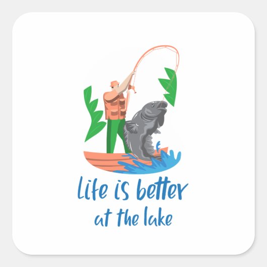 Outdoors Wall Decor | Camping Fishing Poster スクエアシール (正面)