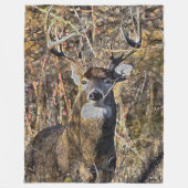 Outdoorsmanのオジロ鹿シカの木びき台のハンターのプラシ天 フリースブランケット (正面)