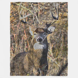 Outdoorsmanのオジロ鹿シカの木びき台のハンターのプラシ天 フリースブランケット