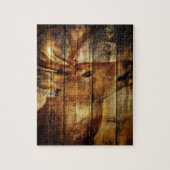 Outdoorsmanの初期のな納屋の木製のオジロ鹿シカ ジグソーパズル (縦)