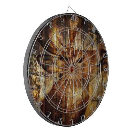 Outdoorsmanの初期のな納屋の木製のオジロ鹿シカ ダーツボード (正面左)