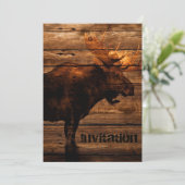 outdoorsmanの動揺してな木製の野性生物の雄牛のアメリカヘラジカ 招待状 (スタンド正面)