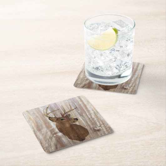 Outdoorsmanの西部の初期のな納屋木シカ スクエアペーパーコースター (インサイチュ)