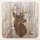Outdoorsmanの西部の初期のな納屋木シカ スクエアペーパーコースター (正面)
