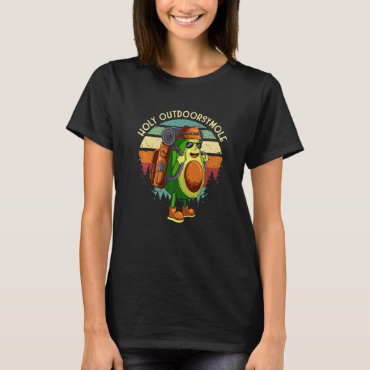 Outdoorsy Avocado Hiking Holy Outdoorsymole Guacam Tシャツ (正面)