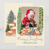 Outdoorsy Mountain Town One Photo Christmas シーズンカード (正面/裏面)