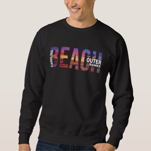 Outer Banks ヤシの木 ビーチ カロライナ テーマ 旅行 スウェットシャツ (正面)