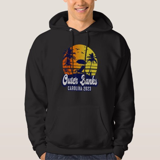 Outer Banks 2023 Carolina Sunset Beach Retro パーカ (正面)