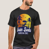 Outer Banks 2023 Carolina Sunset Beach Retro Tシャツ (正面)