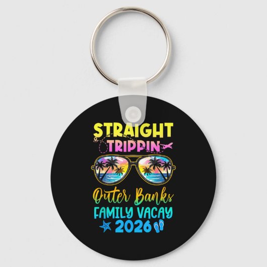 Outer Banks Family Vacay Vacation 2026 Straight Tr キーホルダー (正面)