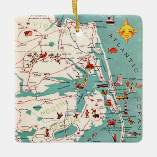 Outer Banks North Carolina Postcard セラミックオーナメント (正面)