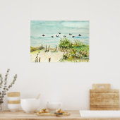 Outer Banks Sand Dunes and Seagulls Posters ポスター (キッチン)