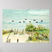 Outer Banks Sand Dunes and Seagulls Posters ポスター (正面)