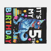 Outer Space 5 Years Old 5th Birthday Boys Planets フリースブランケット (正面(横))