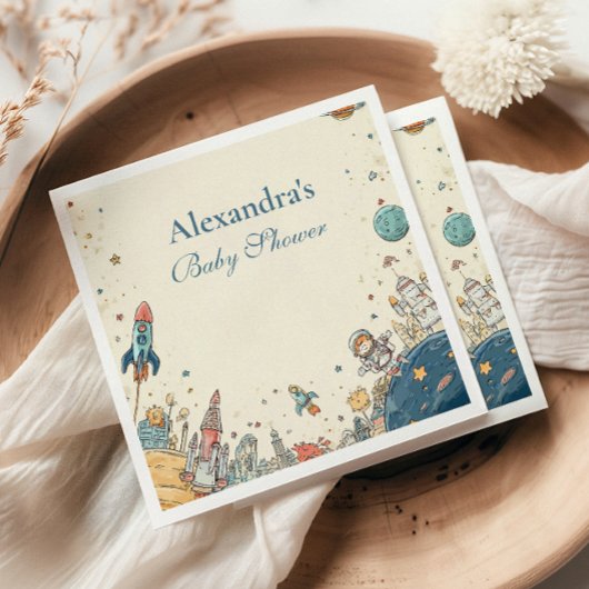 Outer Space Adventure Baby Shower スタンダードカクテルナプキン