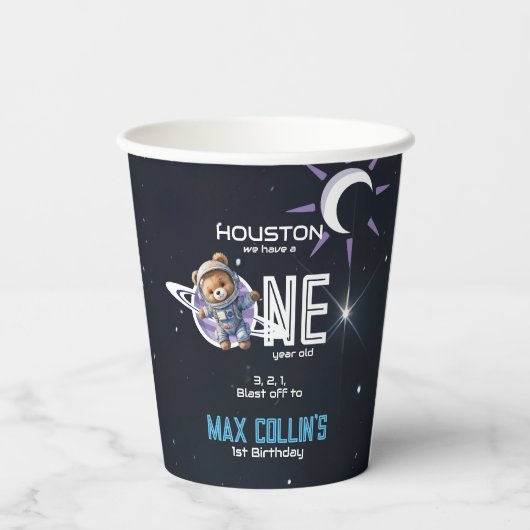 Outer Space Astronaut 1st Birthday 紙コップ (裏面)