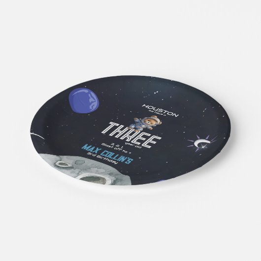 Outer Space Astronaut Any Age Birthday ペーパープレート (アングル)