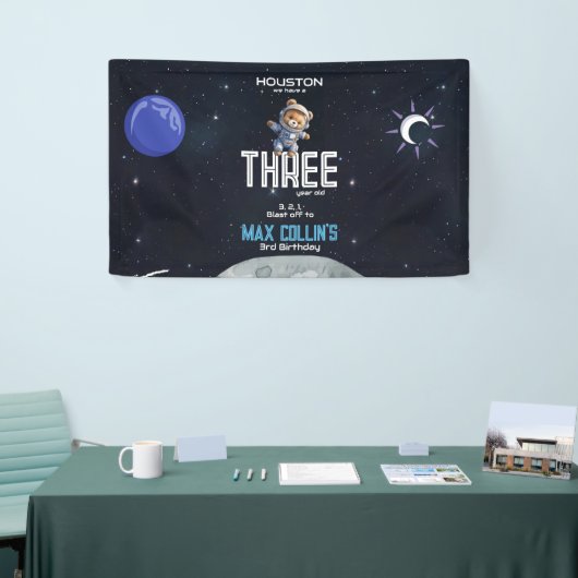 Outer Space Astronaut Any Age Birthday 横断幕 (トレードショー)