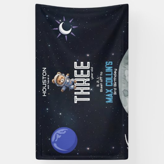 Outer Space Astronaut Any Age Birthday 横断幕 (縦)