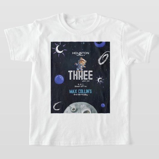 Outer Space Astronaut Birthday Kids Tシャツ (レイダウン)