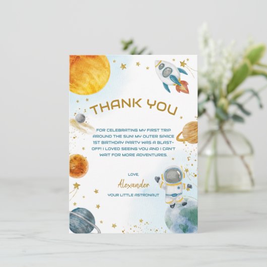 Outer Space Astronaut Birthday Party サンキューカード (スタンド正面)