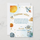 Outer Space Astronaut Birthday Party サンキューカード (正面)