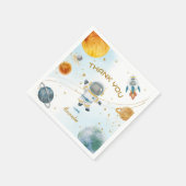 Outer Space Astronaut Birthday Thank You スタンダードカクテルナプキン (角)