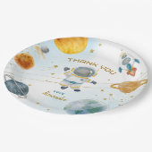 Outer Space Astronaut Birthday Thank You ペーパープレート (アングル)